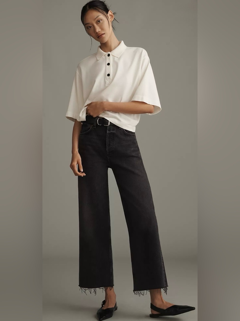 Reformation Jeans Cary Wide-Leg Jean raw hem
